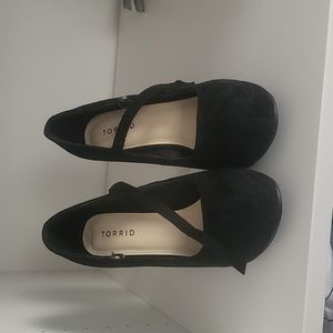 Black suede platform shoes